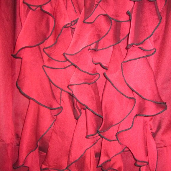 Collection Dressbarn womens Sz 22W red ruffle blouse top long sleeve witchy Y2K - Picture 4 of 12